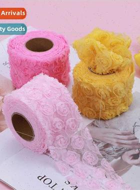 8cm wide 5 yards long 3d small roses embroidered mesh rolls