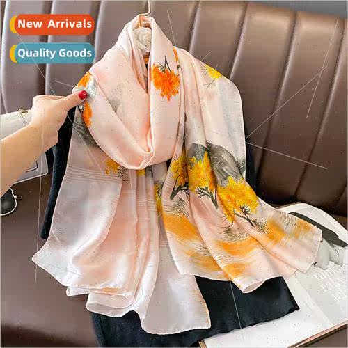 2023 new sunshade sunscreen silk scarf wh women oversized pr