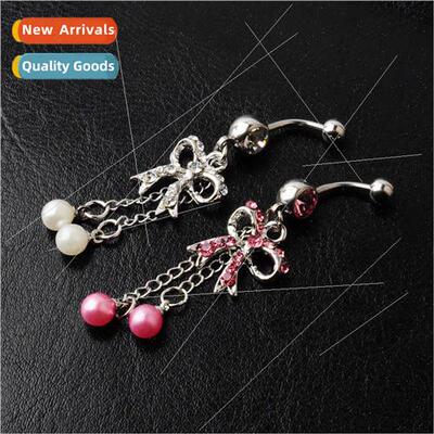 Fashion Piercing Jewelry Diamonds Pearls Ribbon Belly Button