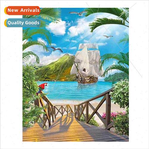 ving Room Bedroom Decorative Painting Seaside Sailboat Handm