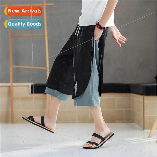 2022 new Chinese seven-minute pants men shorts embroidery fa