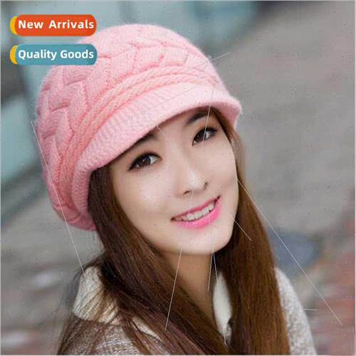 Thickened women rabb fur hat padded warm ear protection duck