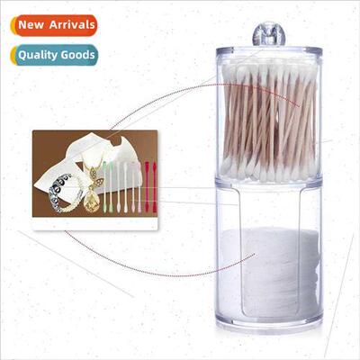 Whe 2-in-1 Transparent Round Cotton Swab Cosmetic Organizer