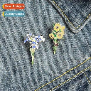 new Van baked Uned ename brooch States sunflower Europe Gogh