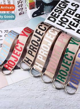 Women Belt Fashion Nylon Woven Decorative Belt Student Lette