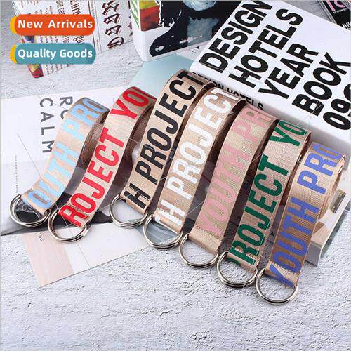 Women Belt Fashion Nylon Woven Decorative Belt Student Lette