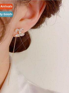 Super Shiny Simple Delicate Double C Earrings适用Women Niche