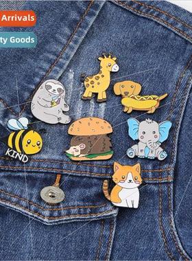 Cute Cartoon Student Brooch Backpack Collar Sloth Bread Hedg