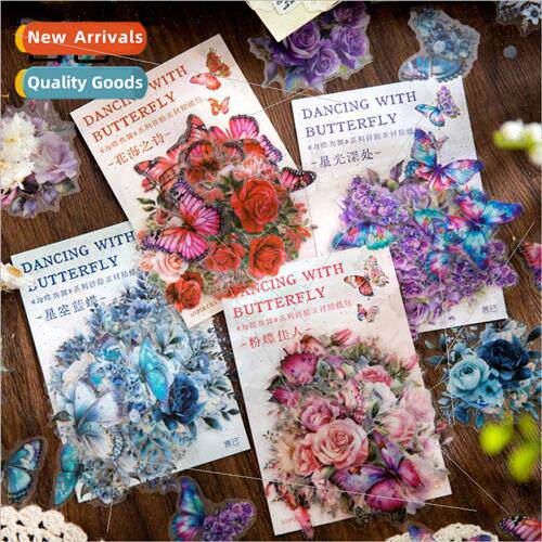 Dancing wh Butterflies Collage Material Sticker Pack Vintage