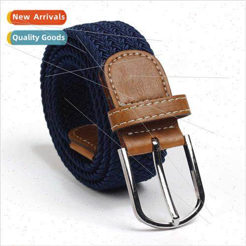 Stch woven belt ladies men universal pin buckle elastic pant