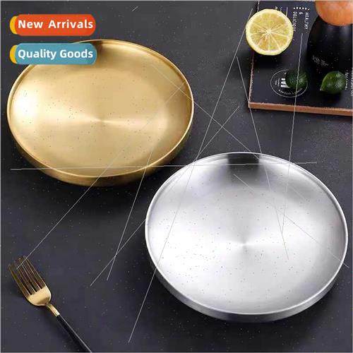 ins304 plate round double thickened Korea barbecue plate hot