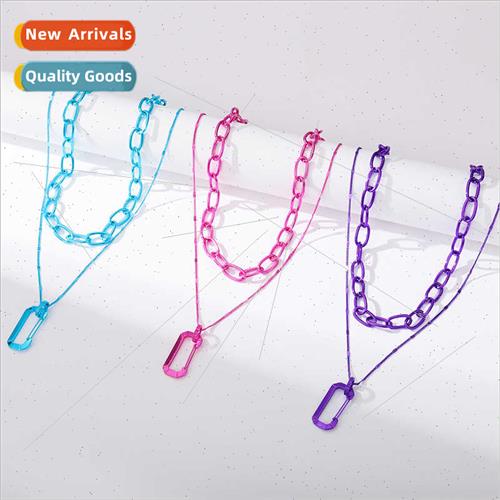 Color Plated Y2K Chain Multi-Row Stacking Necklace Women Eur