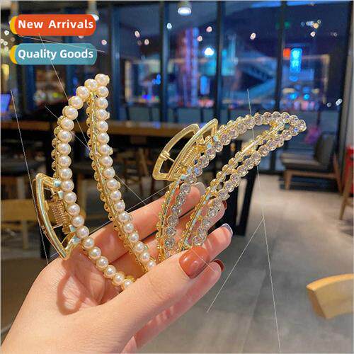 Korea hair clips back head imation pearl grab clip simple el