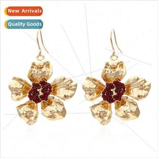 ear hooks red Temperament beads flowers millet earring sweet