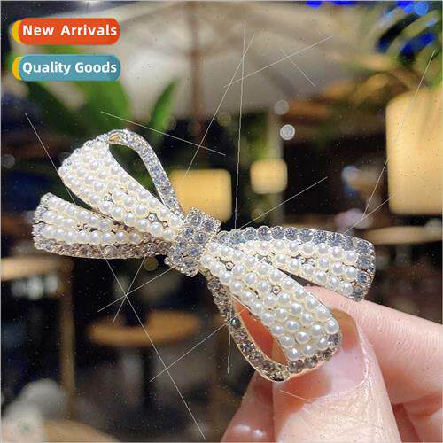 New imation pearl bow hairpin female temperament side clip K