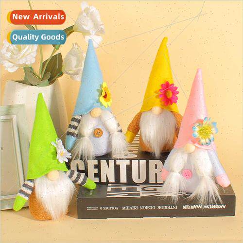 Cute wh small flowers doll decorative ornament gnome plush d