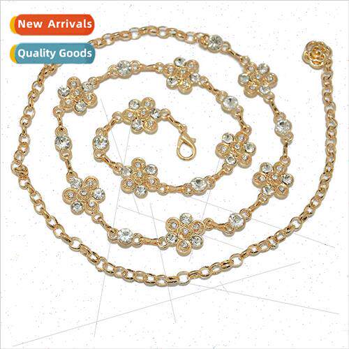 Europe ladies diamonds metal waist chain women hipster casua