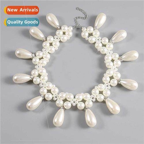 Europe pearl short necklace multi-layer collar female retro