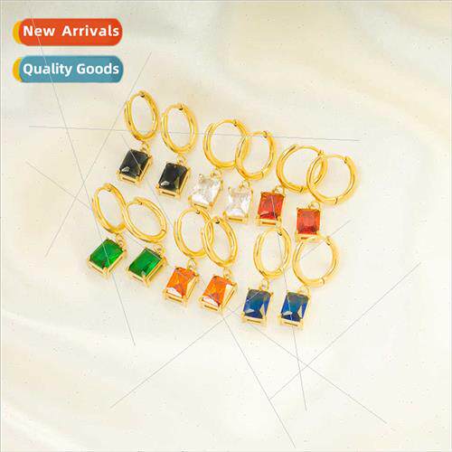New fashion simple generous diamond multi-color earrings tan
