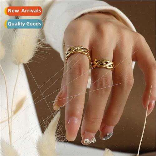 Chinese Knot Interlocking RingTanium steel color plated open