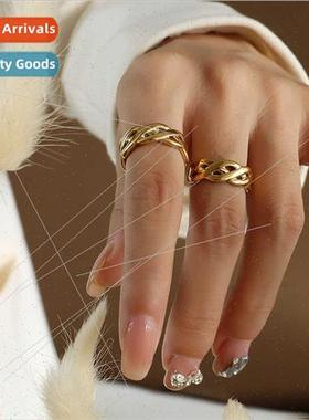 Chinese Knot Interlocking RingTanium steel color plated open