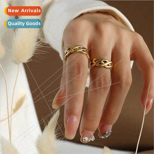 Chinese Knot Interlocking RingTanium steel color plated open