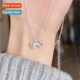 necklace girls collarbone sweet chai niche bow new mple 2023