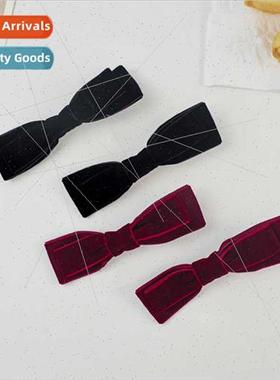 French retro velvet double bow hairpin female simple versati