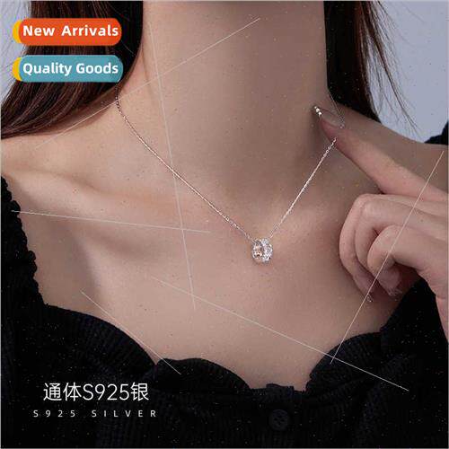 925 silver Koreasimple hollow circle necklace female retro I