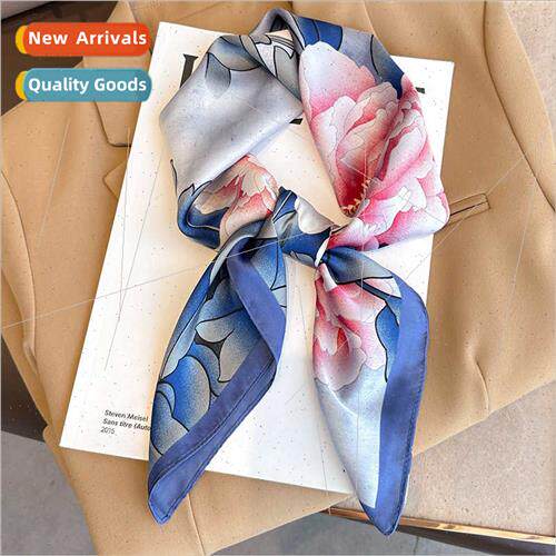 Korean  fashion peony flower temperament small square scarf