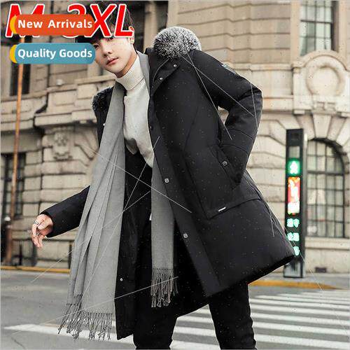 Winter down jacket in long tide big hairy collar hooded jack