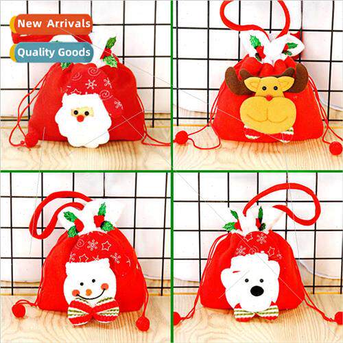 Christmas Brushed Fabric Apple Bags Guest  Candy Wrapping Ba