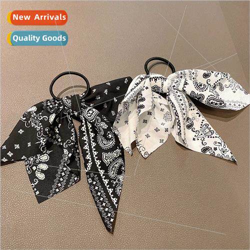 Large bow hair band female French hair tie floating ribbon h