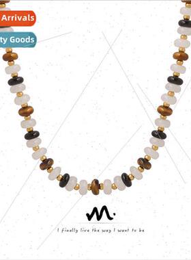 mple natural alabaster tiger eye stone hand-beaded black ony