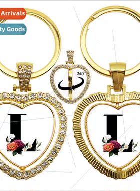 26 letters alphabet glass charms 360 degree rotation heart p