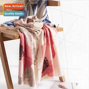 Printed faux cashmere scarf female high-class sense plant fl