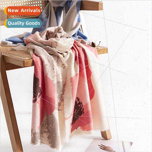 Printed faux cashmere scarf female high-class sense plant fl