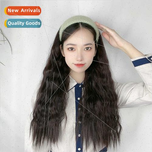 Wig female long curly hair U-shaped lazy hair band half head