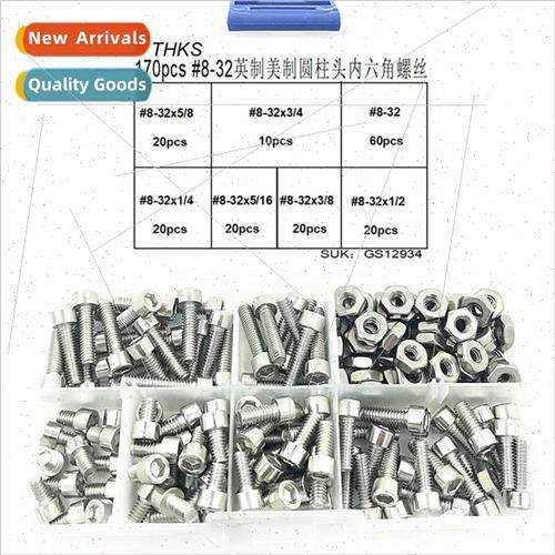 170pcs #8-32 BSP US Stainless Steel Cylindrical Head Hexagon