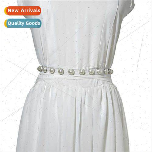 Ladies belt pearl imation leather pin buckle belt women tran