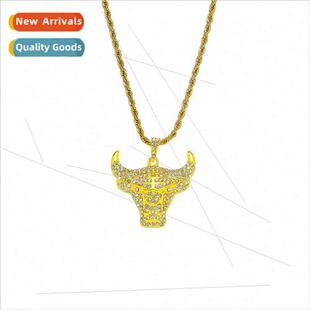 Hip Hop Diamond Encrusted Cow Head Pendant Necklace Jewelry