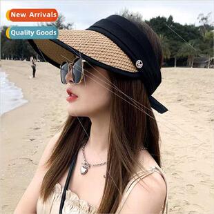 Summer new beach sunshade sun hat female embroidered label c