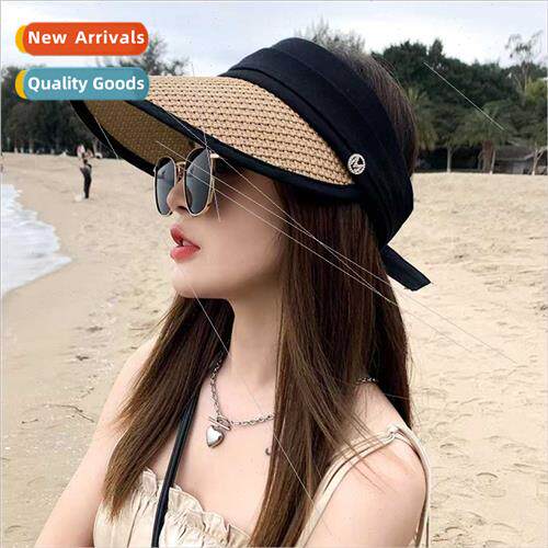 Summer new beach sunshade sun hat female embroidered label c