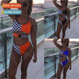 Patchwork Swim Black Bikini Spl Socket Plaid Whe and Color