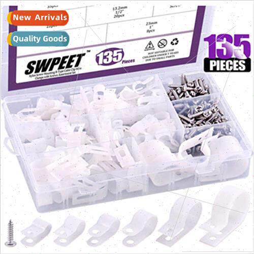 135pcs box 6 sizes whe black nylon plastic R-type cable clam