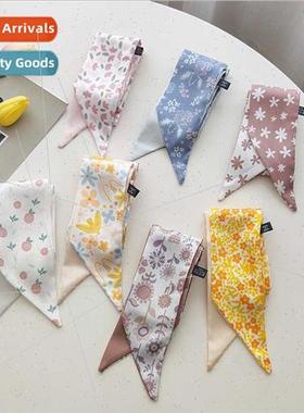 French vintage scarf hair bfemale ultra-long floral ribbons