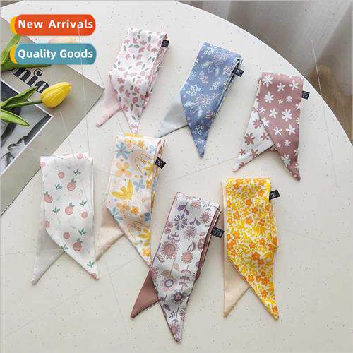 French vintage scarf hair bfemale ultra-long floral ribbons