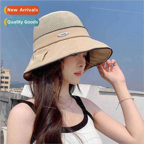 2023 Korean  spring fall new hat female mesh straw top metal