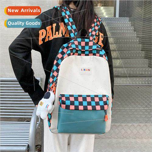 Female Korean Japan backpack fashion plaid shoulder bag coll
