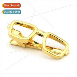 Gold Eyeglasses Frame Men Tie Jewelry Styling Clip Metal